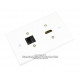 Placa Tapa HDMI 1.4 (4k + Ethernet + 3D ready) + Jack RJ45 Cat5e ABS